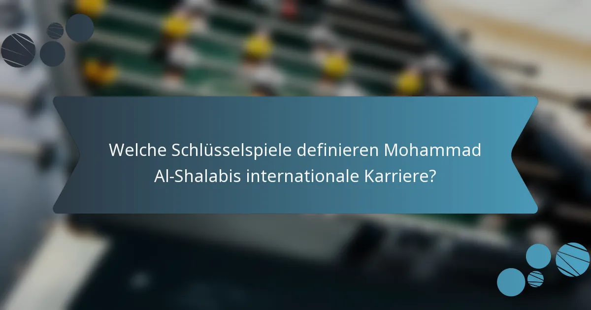 Welche Schlüsselspiele definieren Mohammad Al-Shalabis internationale Karriere?