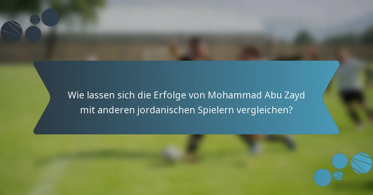 Wie lassen sich die Erfolge von Mohammad Abu Zayd mit anderen jordanischen Spielern vergleichen?